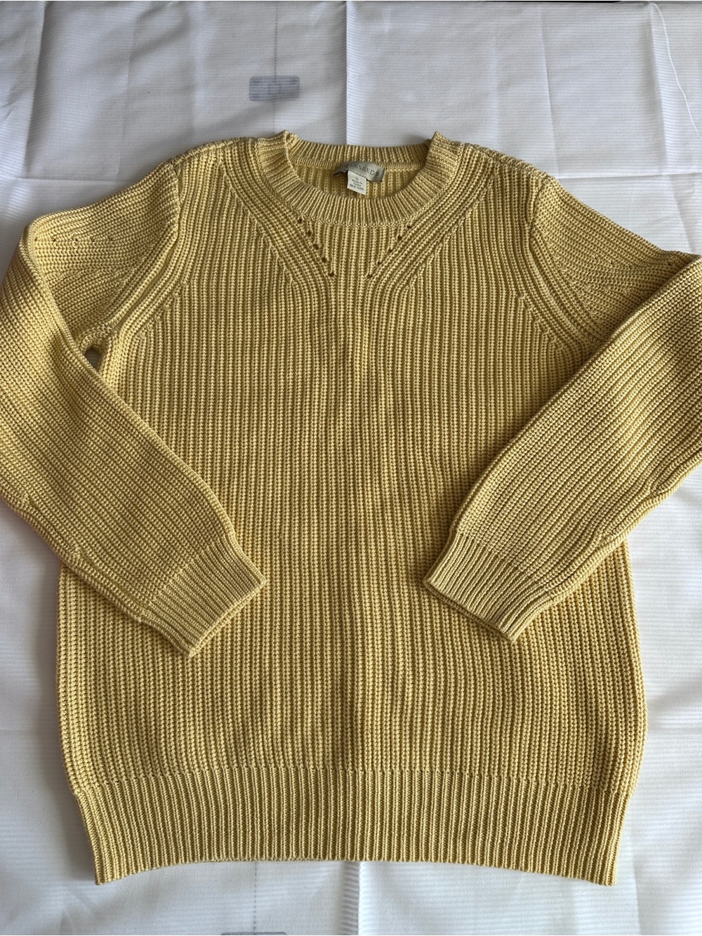 Butter Yellow Chunky Ribbed Fisherman Sweater Coastal Grandpa Knit S